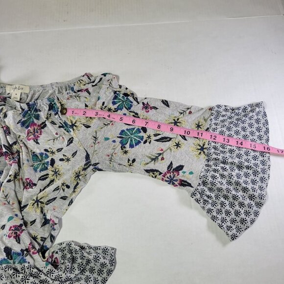 Style & Co Floral Patterned Oversized Blouse With Ruffle Sleeves Size M - Picture 6 of 10